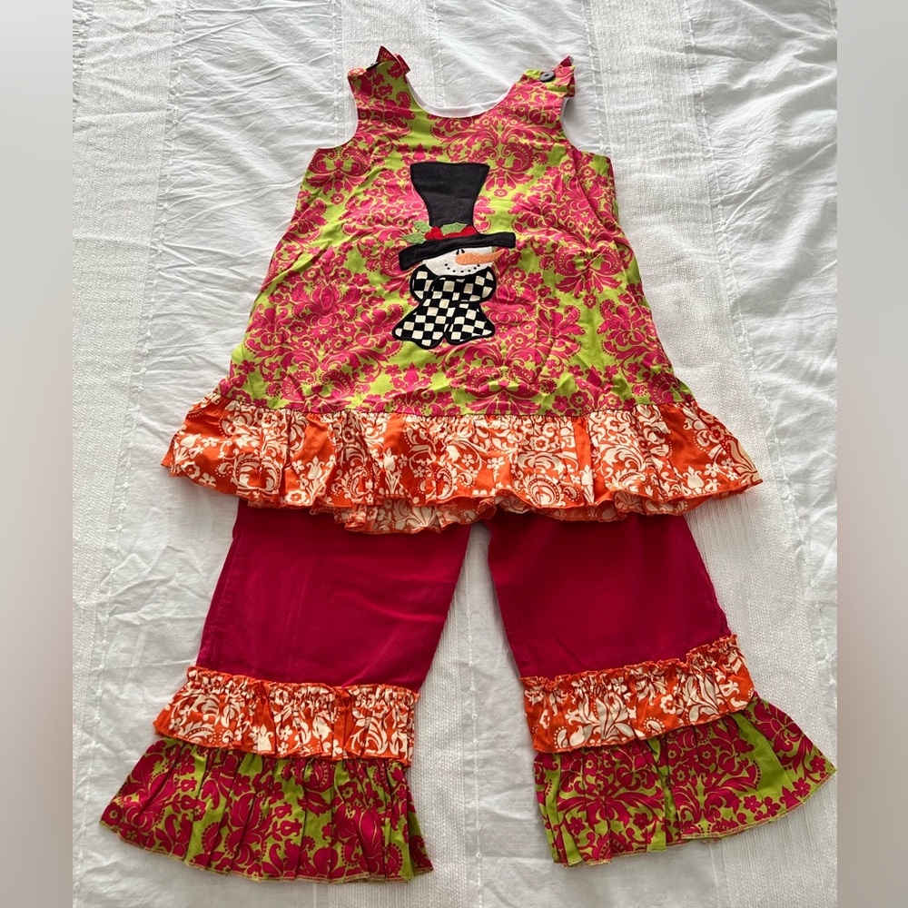 Vibrant La Jenns Matching Two Piece Snowman Outfit - sz 6X